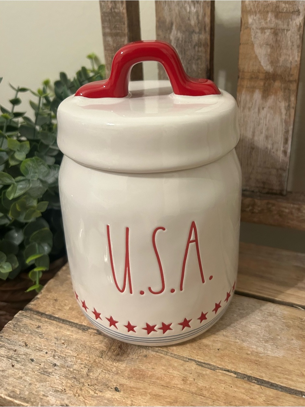 Rae Dunn Baby USA Patriotic Fourth of July Canister NWT Rare